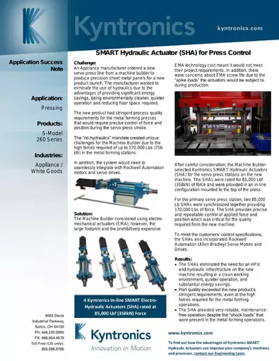 smart electrohydraulic actuator press control